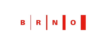 Logo města Brna s červenými písmeny B R N O oddělenými svislými čarami